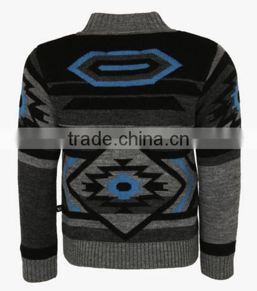 Full pattern cool zip up baby boy wool cardigan sweater