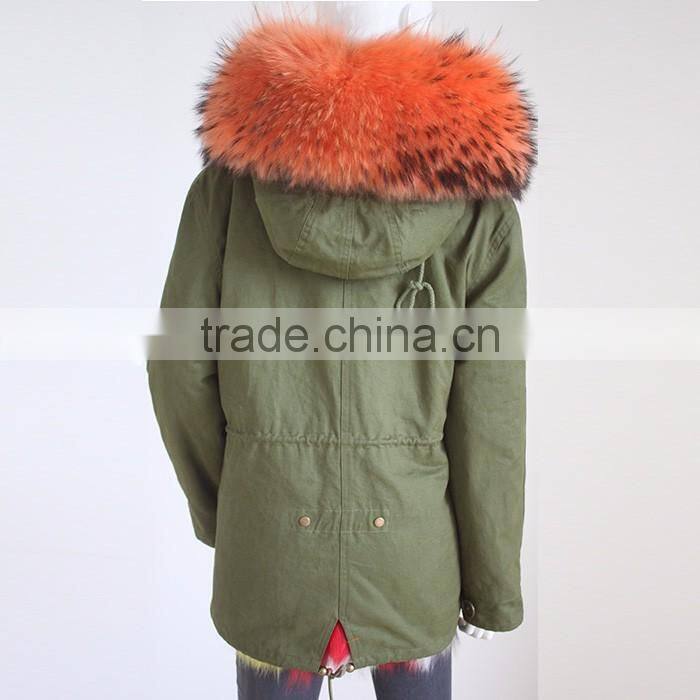 Myfur Customized Rainbow Colored Fox Fur Lined Parkas In Top Quality