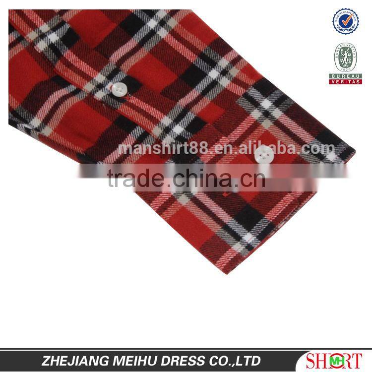 2017 New coming custom red black check flannel shirt men dress shirt design