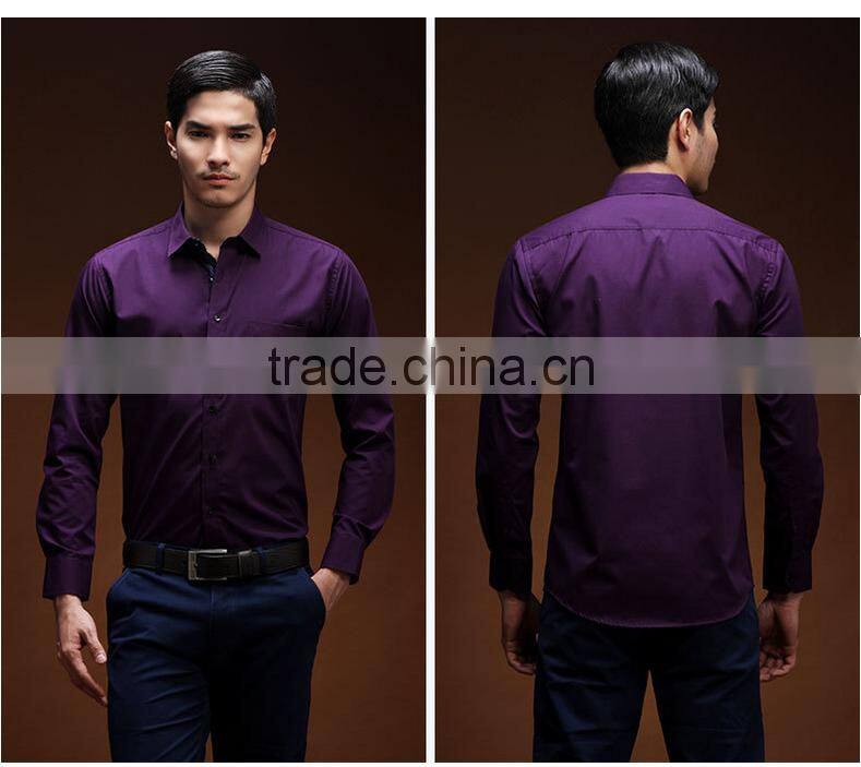 Black dot placket purple solid color one chest pocket Yiwu direct production OEM shirt manufacturer