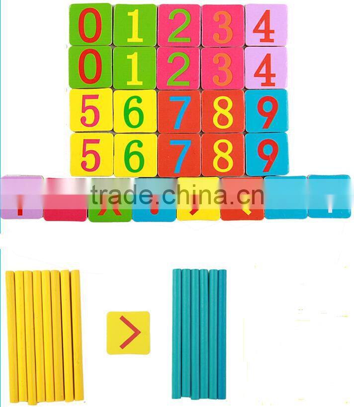 New magnetic wooden count rods arithmetic learning puzzle box with clock time cognition educational toys for kids