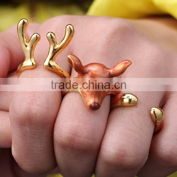 Christmas Antler Elk Deer Silver Knuckle Midi Ring 3 Pack
