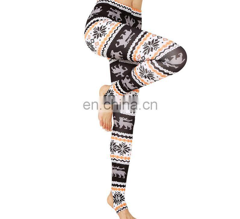 Hot sale fashion custom made colorful printed sports yoga Christmas legging