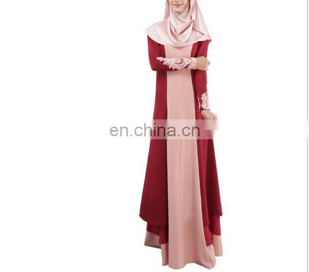 Plus Size Malaysia Dubai Arab lace Sleeve Kaftan Abaya Muslim Long maxi dress
