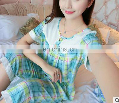 Women Pajama Set Round Neck Sleepwear Sexy Nightwear Soft Sleep Wear