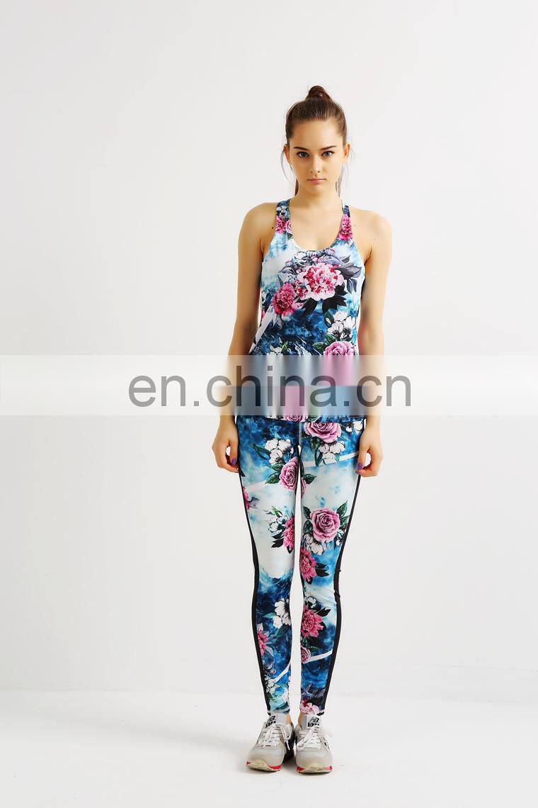 Wholesale New Style Custom Printing Sublimation 4 Needles 6 Thread Women Yoga Set