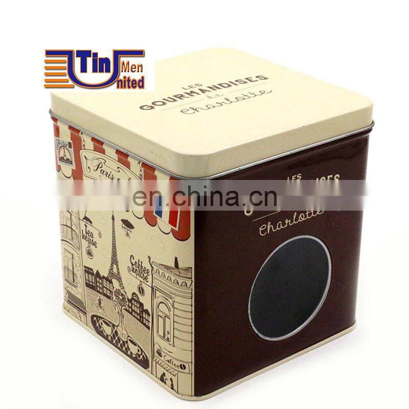 Small Square Tin Box with Body PET Window