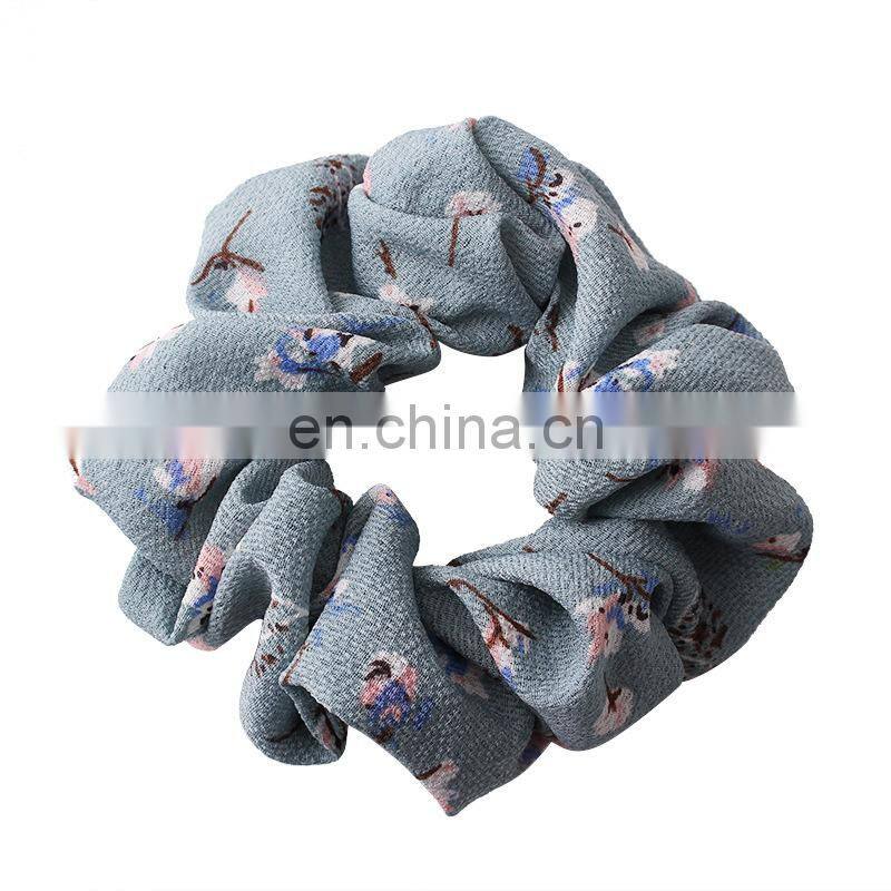 Vintage Hair Scrunchies Lady Crinkle Chiffon Scrunchie Women Flower Elastic Hair Bands Girls Headwear Floral Rubber Hair Tie