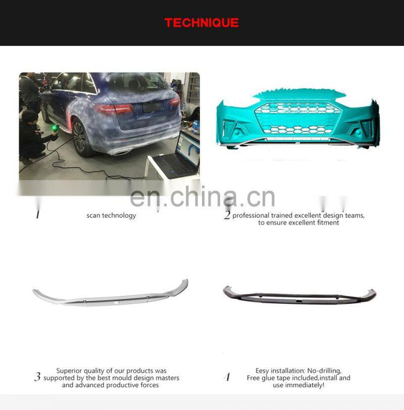 Carbon Fiber S4 Front Bumper Lip for Audi S4 B9 Type 8W A4 Sline Sport Sedan 2020 2021 2pcs/set
