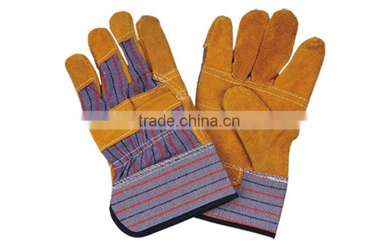 Yellow Color Cheap Price Full Grain Leather Gloves Manufacturer LG020