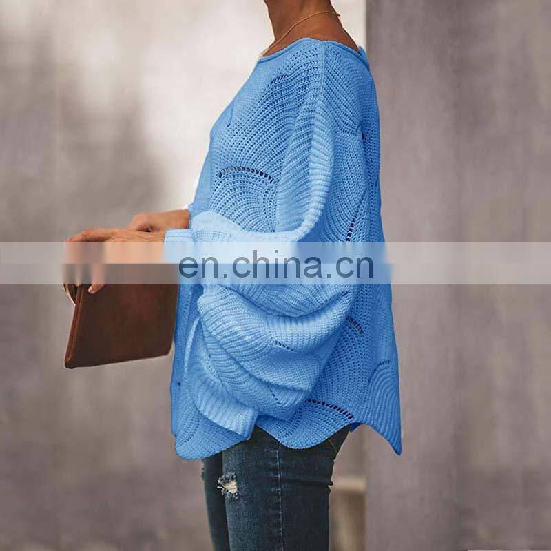 Wholesale custom women's sweaters Casual and comfortable Loose Solid color Large size hollow-carved design fashion