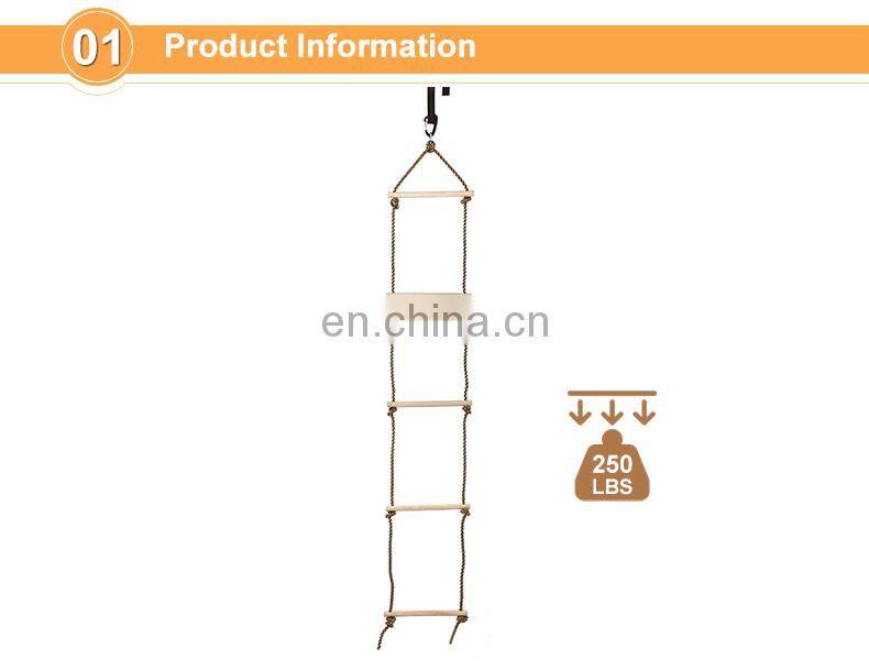 High Quality Kids Swing Set Accessories Wooden Climbing Rope Swing Ladder