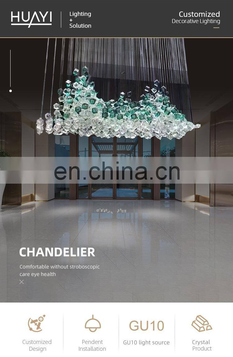 HUAYI Hotel Project Unique Design Specialized Hotel Customized Modern Chandelier Pendant Light