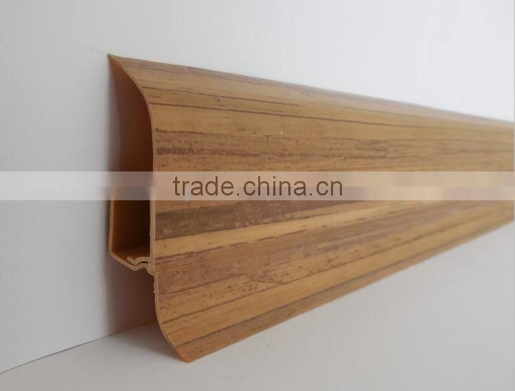 China supplier imitation wood grain flooring trim pvc skirting board