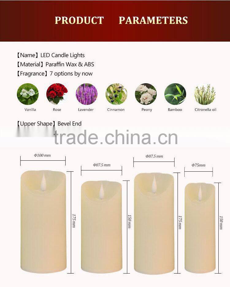 ABEI Lycas patented Ivory pillar flameless 3D moving flame led candle niganha