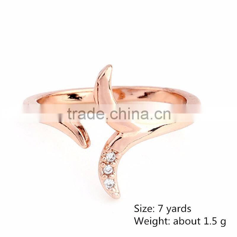 Classical 14k Rose Gold Plated Silver Plated Diamond Sprout Wedding Engagement Ring