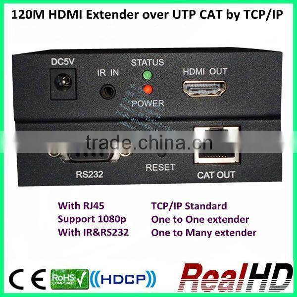 2016 China Best Selling 120m HDMI Extender by cat5e/6 with RS232 Over TCP/IP