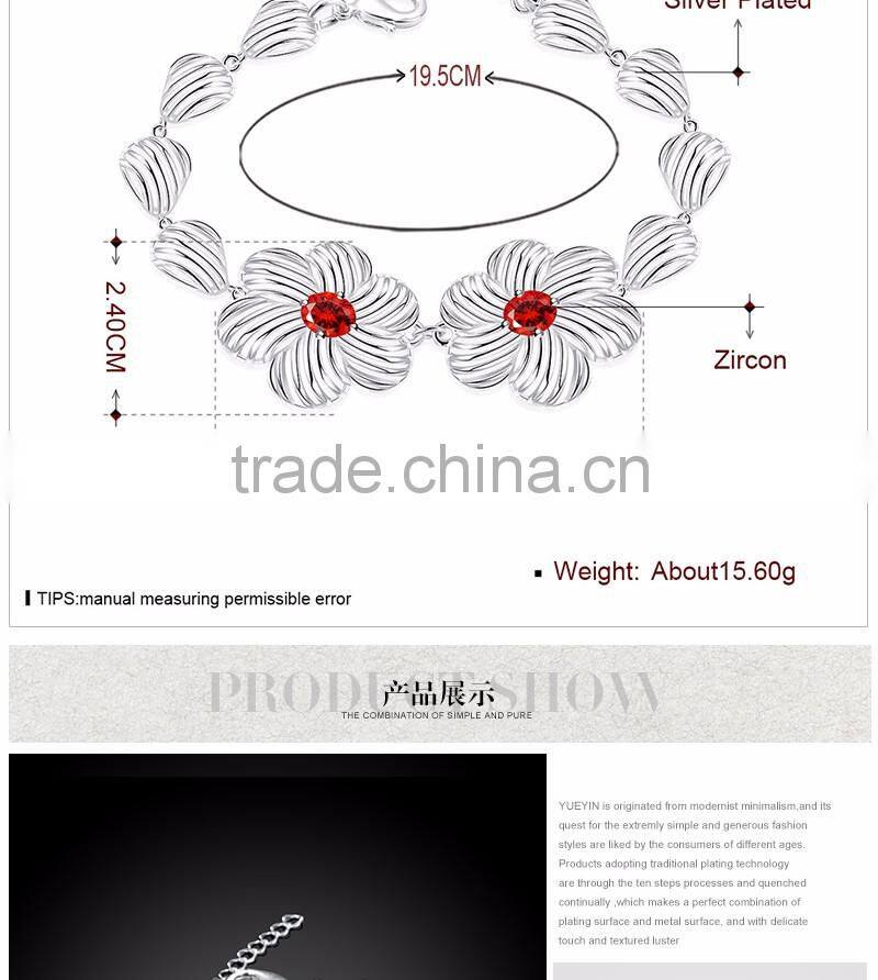 Crystal silver plated bracelets ,flower beads bracelets