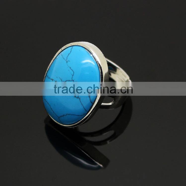 RG1031Wholesale Oval Turquoise Adjustable Ring,Bezel Gem Ring
