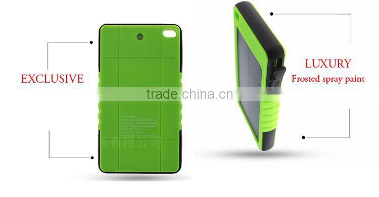 5000Mah waterproof solar charger for mobile phone