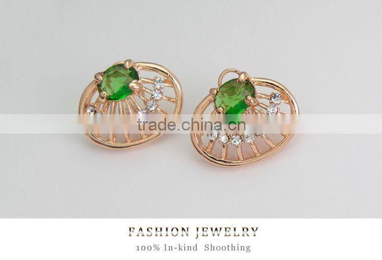 Top Hot Sale Women 18k Gold Plated Jewelry Sets Beautiful Luck Green Trendy Necklace Bracelet Earrings Ring Good Jewelry