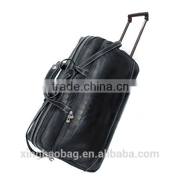 Solid leather trolley luggage bag, fancy luggage bags,korea luggage bag for sale