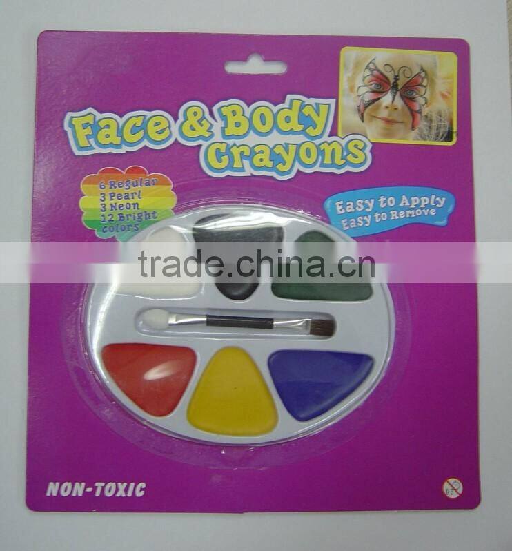 6 colors football fans face paint with brush