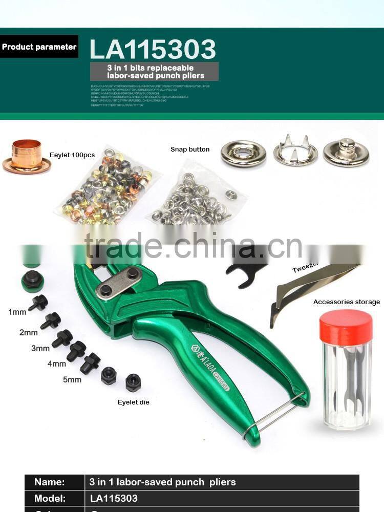 LAOA Green Color Hole Puncher Punching Forceps For Belt Card Snap Button Eyelet Punch Pliers
