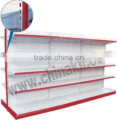 cold rolled steel supermarket shelf with double-side back panel