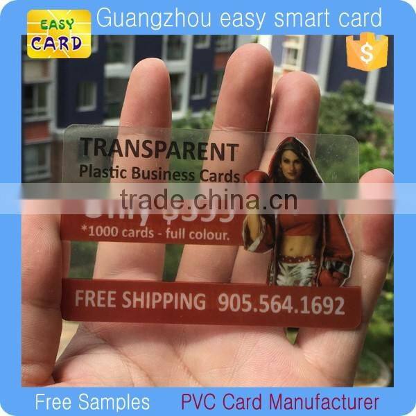 High quality transparent inkjet pvc business card with nice price