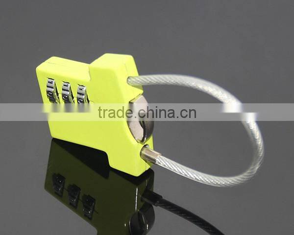 RANDOM Mix Colors Green T-shirt Shaped Three Coded Lock Blank Metal Zinc Alloy Steel Wire Combination 3 Digitals Padlock