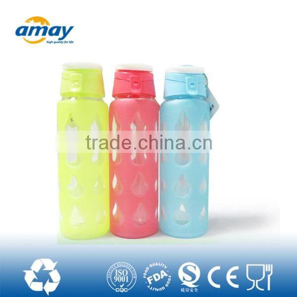 2016 New arrivals best selling products plastic bottles joyshaker hot glass water bottle with mental lid 2646