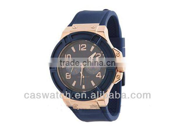 New product rose gold case blue silicone watch mens wrist watches