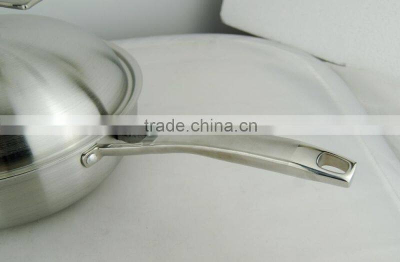 3 ply composites stainless steel wok with lid
