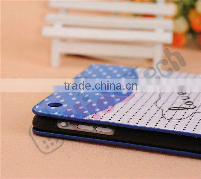 For iPad Mini Leather Case,Dot & Little Girl Design Book Style Leather Case for iPad Mini,Leather PC Cover Case