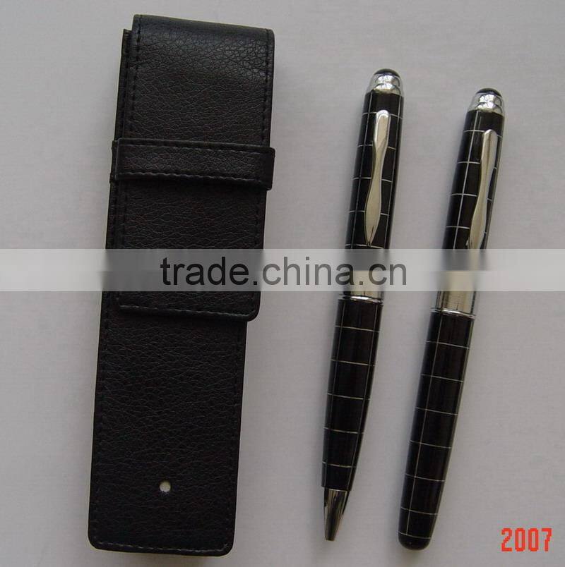 Metal ball pen and roller pen with PU leather gift box