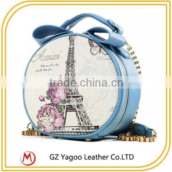 Round Shoulder Bag Color Printing Paris Hand Bags