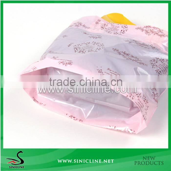 Sinicline colored customized PE Packaging bag with flat base