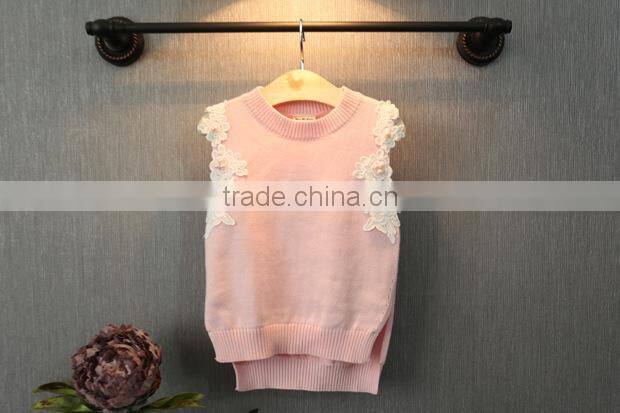 2016 fashion low price flower low MOQ sweater standing neck japan children clothing