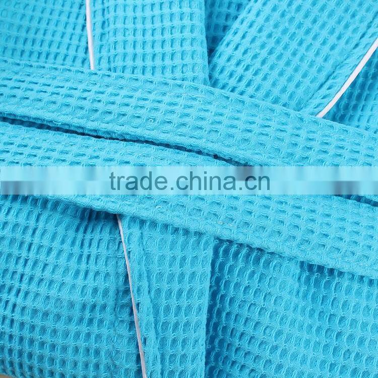 wholesale unisex nightgowns blue cotton waffle bathrobes for hotel