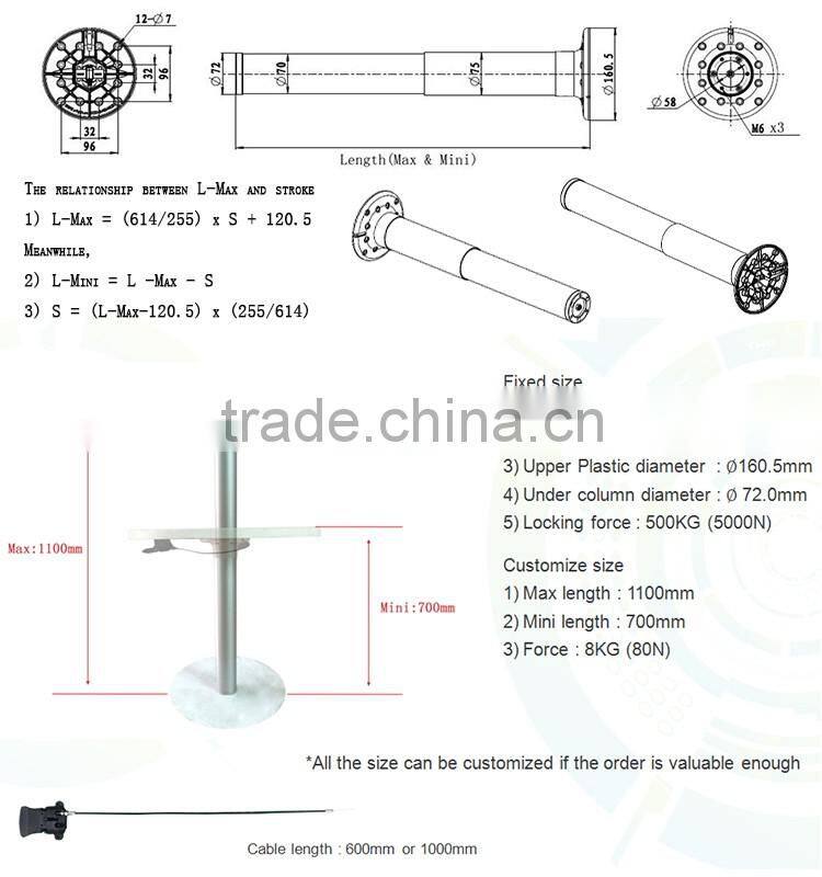 Environmental manual lifting column height adjustable table legs