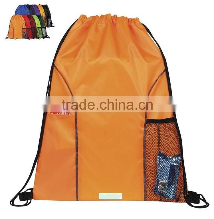 Foldablel nylon large capacity water resistant drawsting backpack