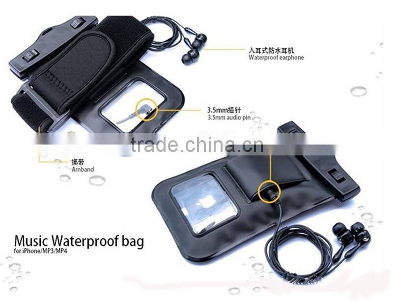 Premium quality armband waterproof bag case for iPhone 5S iPhone 6 with Audio cable