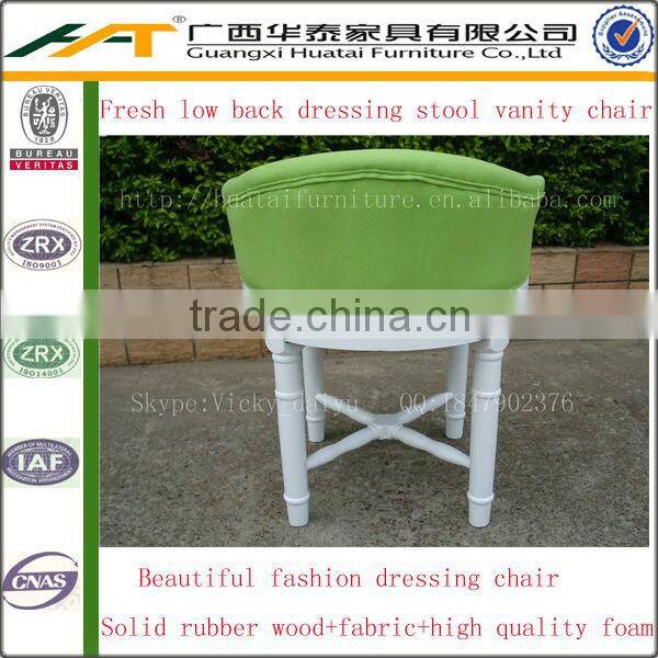 Green low back wooden dressing stool vanity chair fabric dressing chair furniture