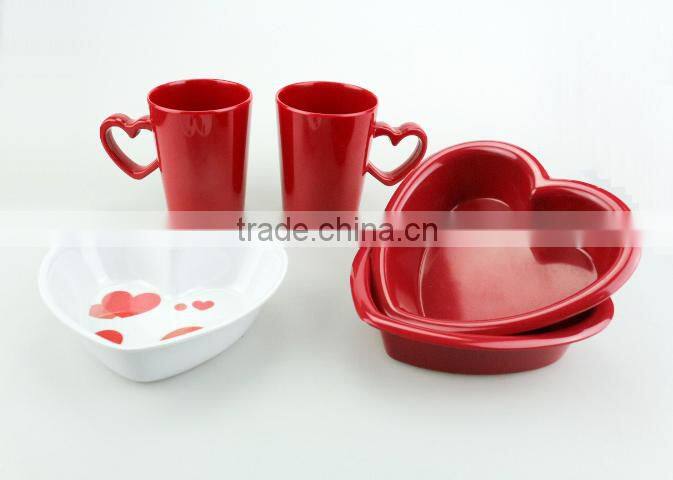 Popular different type melamine love heart sweet tea cup