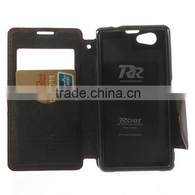 Good Quality Mobile Phone Leather Flip Cover Case For Sony Z3 Mini M55W With Stand Function