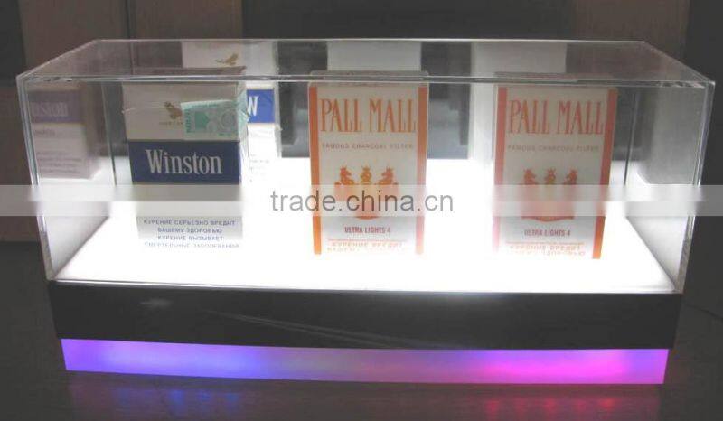 hot sale acrylic cigarette display boxes, led illuminated acrylic tabacco display case