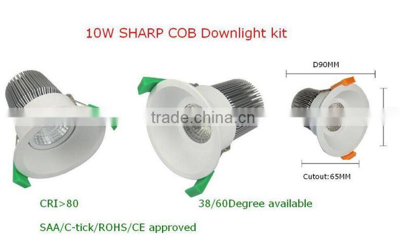 13w led dimmable downlight in factory price with SAA C-tick for shop 12w cob led downlight for kitchen trimless led downlight