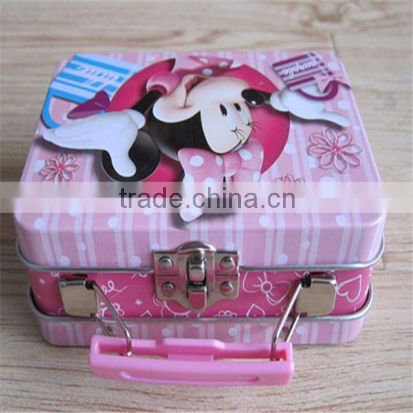 rectangular shaped lunch tin box with mickey mouse printing