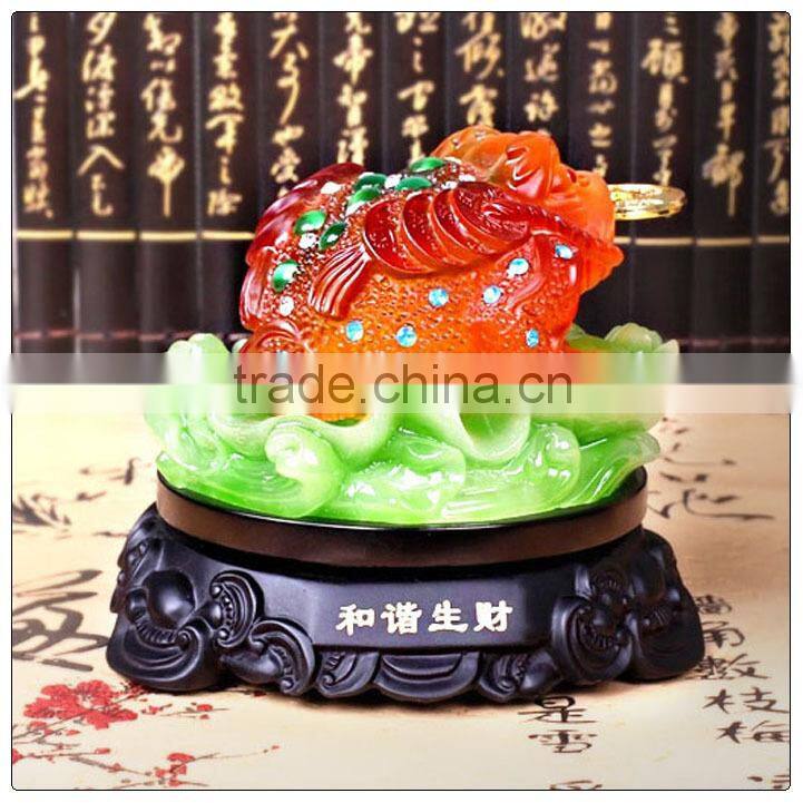 Liu li color big size money frog statue for home decoration